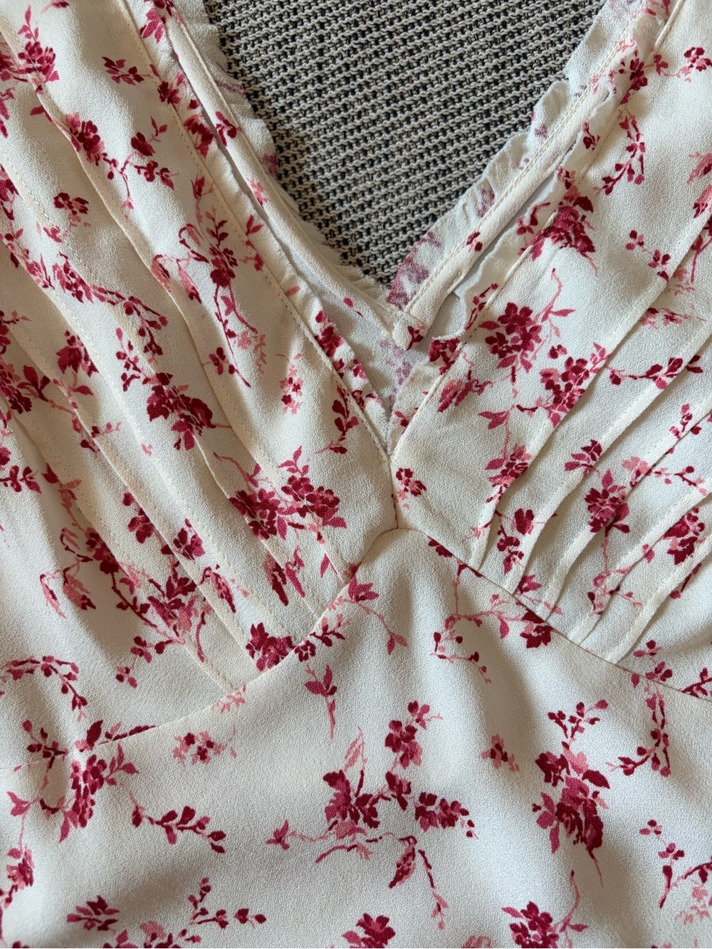 NEW Reformation Anna-Claire Midi V-neck Dress Rosalie White Floral | size XS - Picture 13 of 14